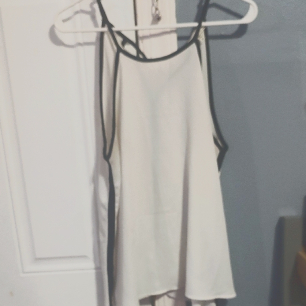 Monteau Gray Cream Asymmetrical Backless Tank Top